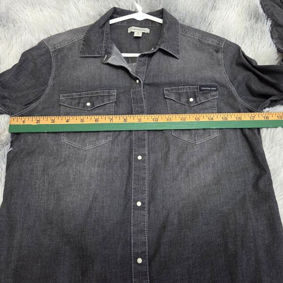 Calvin Klein Jeans Woman's Black Button Down Shirt with Snaps and Pockets size S - Picture 6 of 6